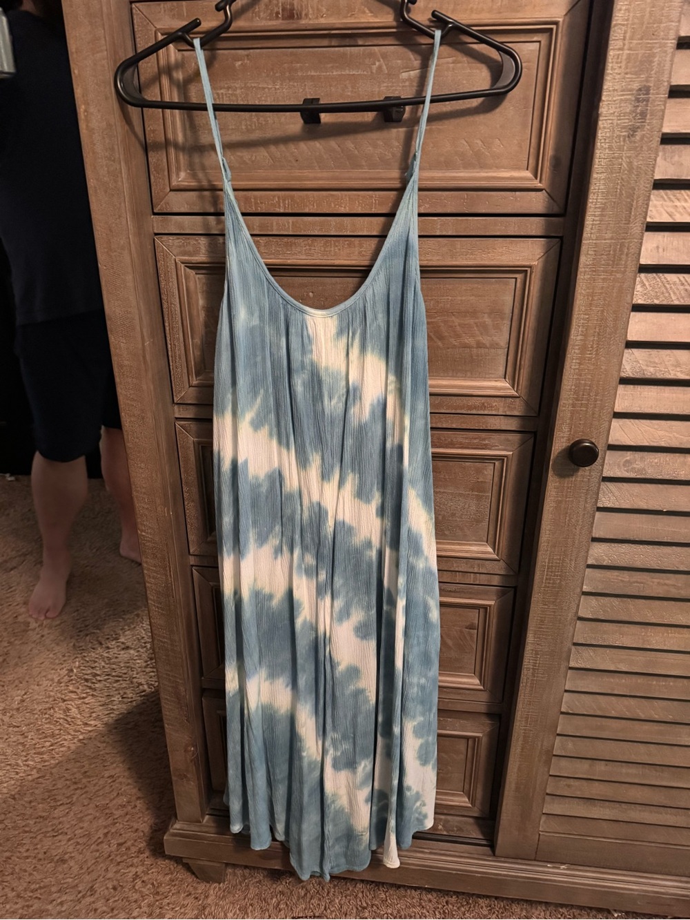 Knox Rose Blue and White Tie-Dye Spaghetti Strap Slip Dress